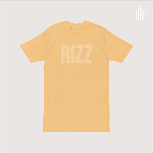 Rizz: Men’s premium heavyweight tee, vintage gold